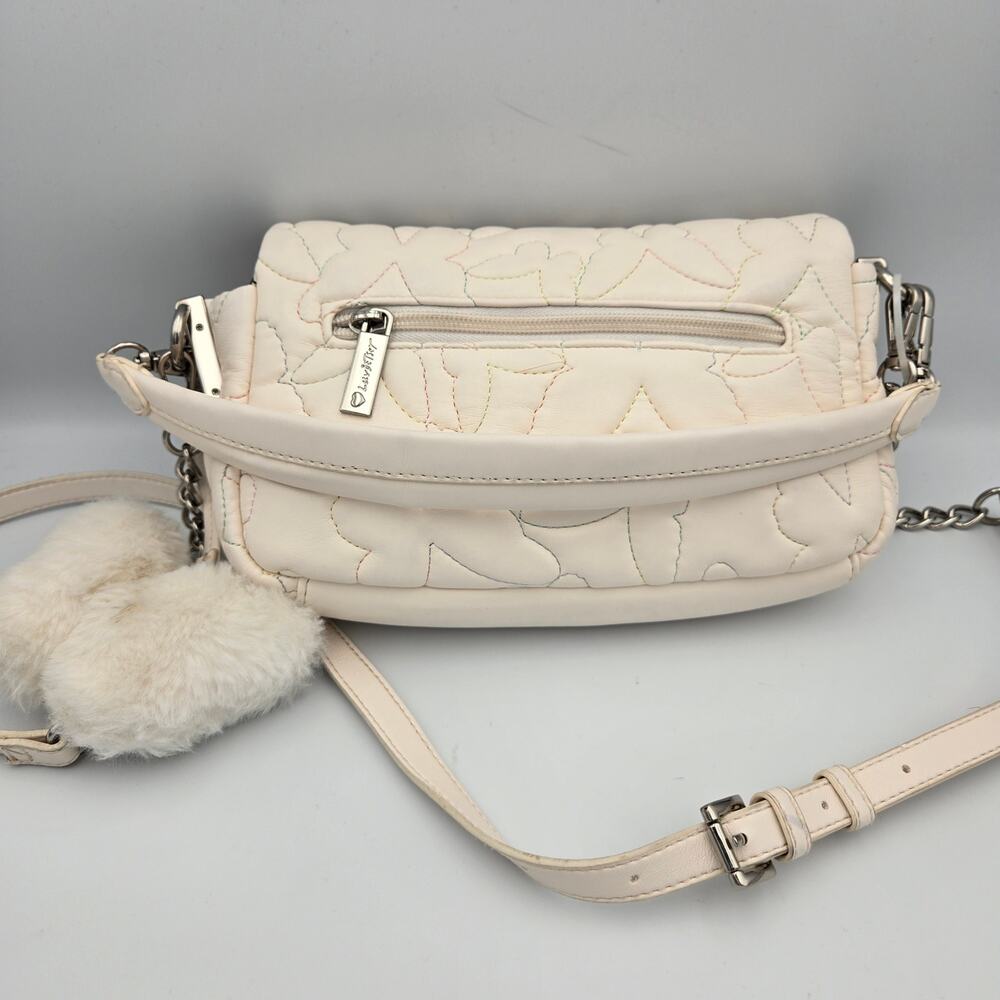Betsey Johnson Luv Betsey Butterfly Quilted Crossbody Bag Cream Small Cute - Picture 2 of 16